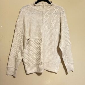 Vintage American Eagle Chunky Winter White Sweater Fisherman Size Medium
